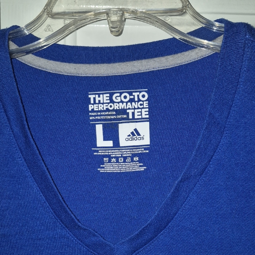Adidas Blue Tee with Floral Graphic - Picture 2 of 2